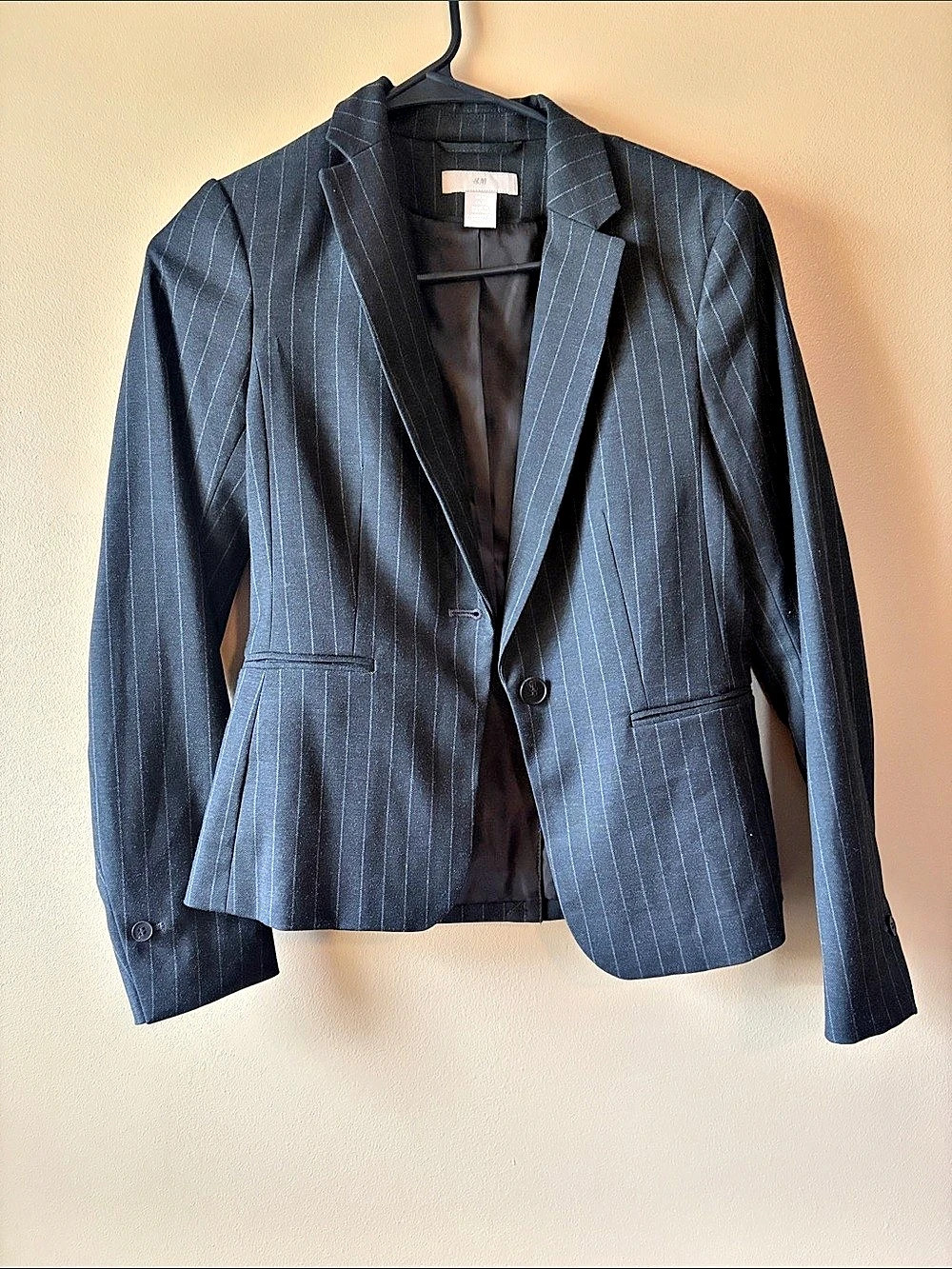 Pinstripe Blazer in Black Like New